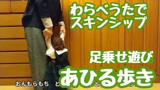 【 わらべうた】わらべうたでスキンシップ：足乗せ遊び『あひる歩き』