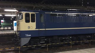 国鉄色のEF65-2083号機が牽引する貨物列車 小山駅を発車