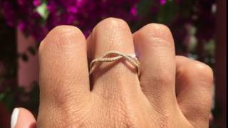 0.19CT 14K Yellow Gold Braided Infinity Diamond Anniversary Swirl Ring