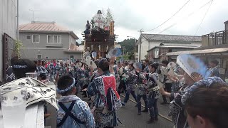 下川岸区山車曳き廻し/街並み交流館で踊りの後下分区と合同総踊り