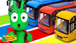 Pea Pea Va a La Escuela En Un Autobús Frío Y Caliente de 4 Colores | Vídeo divertido para niños