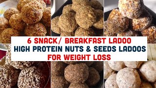 6 Healthy Snack / On the go Breakfast Recipes | High Protein Nuts & Seeds Ladoo | Weight Loss