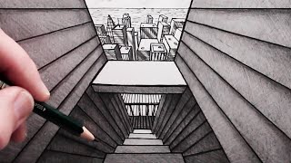How to Draw an Alleyway, Steps and City using Perspective: Narrated