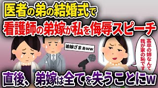 【2ch修羅場スレ】医者の弟の結婚式で看護師の弟嫁が私を侮辱スピーチ→直後、弟嫁は全てを失うことにw【ゆっくり解説】【2ちゃんねる】