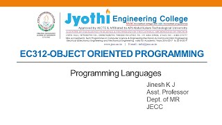 EC312- Object Oriented Programming- Programming languages- Mr. Jinesh K J