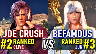 T8 🔥 JOE CRUSH (#2 Ranked Clive) vs BEFAMOUS (#3 Ranked Jun) 🔥 Tekken 8 High Level Gameplay