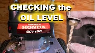 Honda GCV 160 engine - Checking the oil level