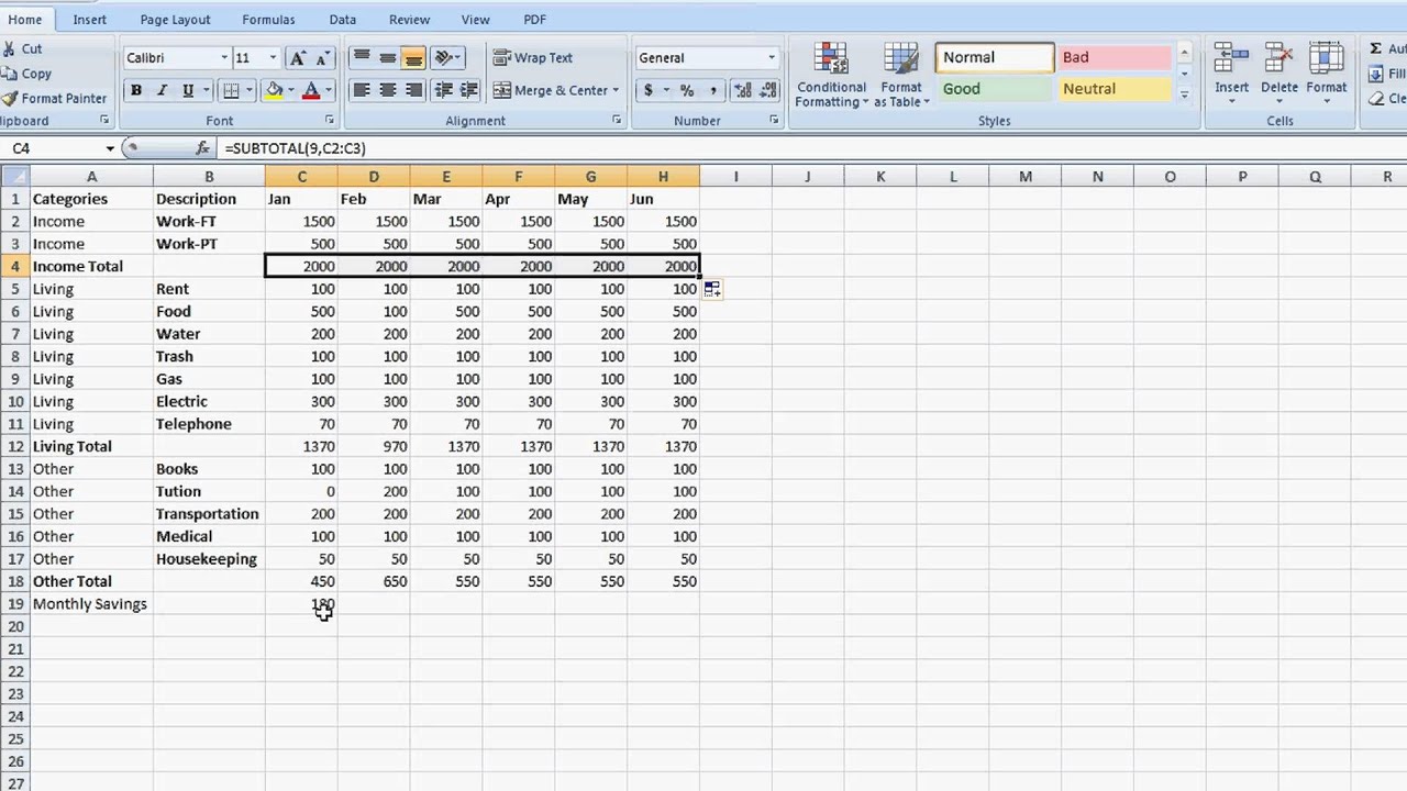 How To Set Up A Totaling Spreadsheet In Excel : Tips For Microsoft ...