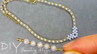 EASY Beaded Necklace Tutorial: How to Make a Beads Necklace with Crystals