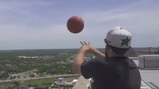 Dude Perfect Breaks World Record for Tallest Basketball Shot from Roof Of Buildi