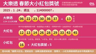 114年大樂透、春節大紅包開獎號碼（1/24）｜中央社