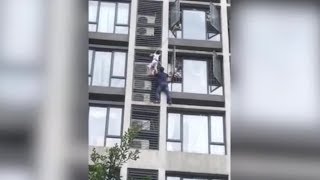 Father free climbs high rise to save his son trapped on 7th floor
