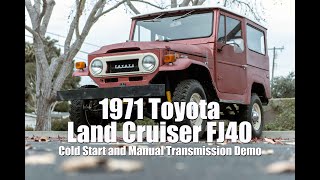 1971 Toyota Land Cruiser FJ40 cold start and 2-speed overdrive demo