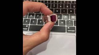 925 Sterling Silver Natural Red Ruby Octagon Shape Ring || Men Ring ||  Attar Gems