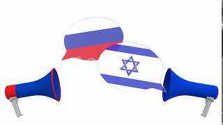 Flags of Israel and Russia on Speech Balloons From Megaphones | Motion Graphics - Envato elements