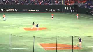 キャッチボールで戯れるジャビット達！　巨人vs中日 東京ドーム　2013年4月5日