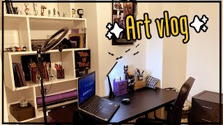 ✧⋆(little, casual) Spooky ART STUDIO TOUR ⋆✧ reorganization, freelance artist life...(Art vlog #08)