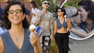 Kourtney Kardashian and Travis Barker can't keep their hands off each other as they enjoy PDA...