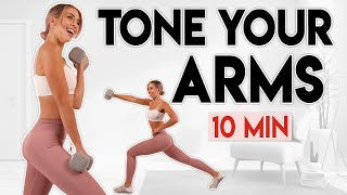 TONE YOUR ARMS with Weights (burn fat & sculpt) | 10 min Workout