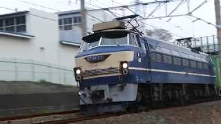 2019/03/29 JR貨物 朝の定番貨物列車5本と遅れ1本 54レにEF66-27号機 1068レにJR発電機