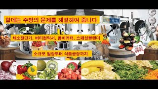 할데전처리머신의 다양함(채썰기,사각썰기,슬라이스,갈기,믹서)할데채소절단기 야채절단기 커터믹서 스페셜블렌더