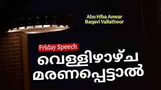 വെള്ളിയാഴ്ചയിലെ മരണം | ജുമുഅ: പ്രഭാഷണം (20/12/2024) | Abu Hiba Anwar Baqavi Vailathoor