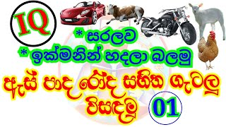 ඇස් පාද රෝද සහිත ගැටලු අංක 01 I IQ පාද ගැටලු I Pada gatalu I Kakul gatalu IQ I @Our Exame