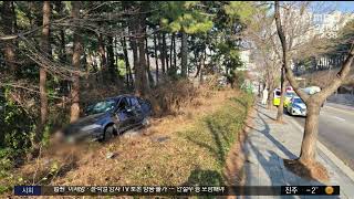 산복도로 SUV 중앙선 넘어 나무 충돌... 2명 부상 (2022-01-27,목/뉴스투데이/부산MBC)