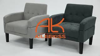 AILEEKISS Living Room Chairs Upholstered Accent Chairs Modern Fabric Single Sofa Chair with Arms