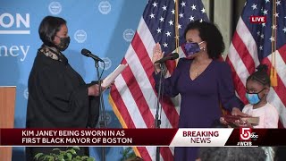 Historic oath: Kim Janey sworn in as Boston's 55th mayor