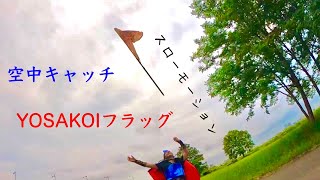 「YOSAKOIフラッグ空中キャッチ」　スローモーション　《燦-SUN-》旗の振り方参考動画