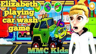 Elizabeth playing car wash game