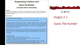 Python Tutorial v3.2.5 Project 1 - Guess the Number
