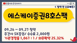 에스케이증권8호스팩 수요예측 / 기관경쟁률 1,067 : 1 / 의무확약 25.32% / 청약수수료 2,000원 / 유안타제10호스팩, 이노룰스, 모델솔루션 일정 겹침