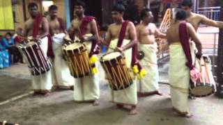 Chenda Melam-Rajesh Marar 2015th group arangetam at HAL Ayyappa temple, Bangalore