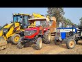 Jcb 3dx Eco Backhoe Loader Machine Loading Mud In Mahindra and Swaraj Tractor | Jcb Tractor Cartoon