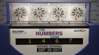 Evening Numbers Game Drawing: Friday, September 29, 2017