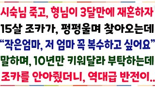 (반전신청사연)시숙님 세상떠나고 형님이 3달만에 재혼하자 15살 조카가 펑펑울며 날 찾아오는데 \