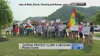 Dozens protest clerk's decision in Rowan County