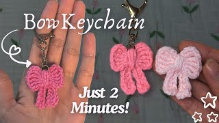 Make a Cute Crochet Ribbon Keychain in Just 2 Minutes 🎀