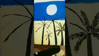 Moon with palm tree#trending #art #gouachepainting #colors #creative #viralpost #shorts #shortsviral