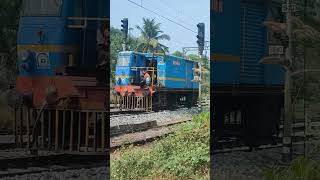 Rail maintenance van RMV of Udupi undergoing revarsal in Surathkal railway station