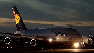 {TrueSound}™ Lufthansa Airbus A380 Super Twilight Takeoff from Miami 10/25/15