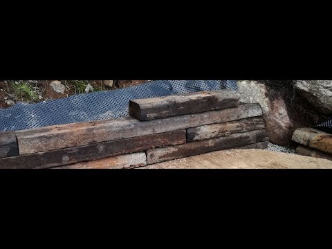 Railroad sleeper Retaining Wall - (just a small wall). DIY Railroad sleeper Retaining Wall - (just a small wall). DIY