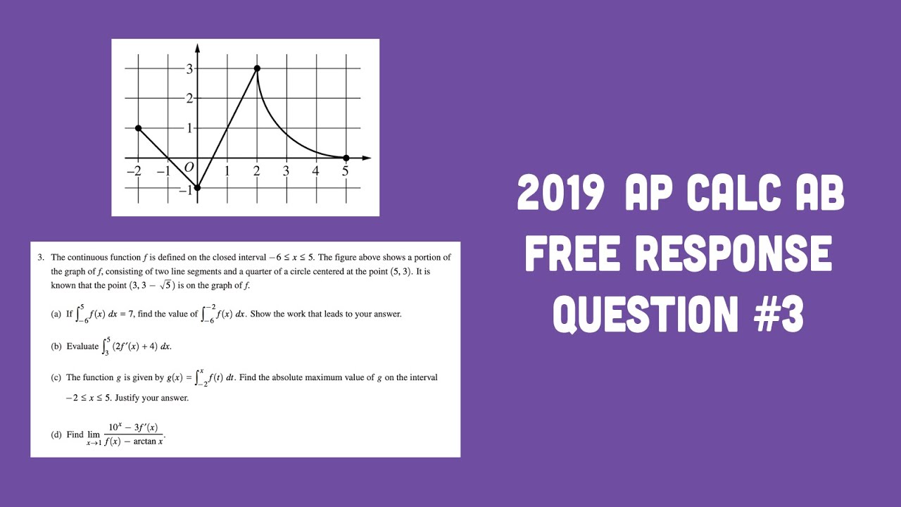 2019 AP Calculus AB FRQ #3 - YouTube