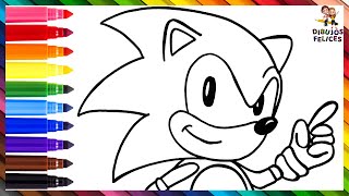 Dibuja y Colorea A SONIC ☄️🦔💙🌈 Dibujos Para Niños