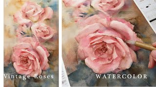 Vintage Roses Watercolor Painting Tutorial