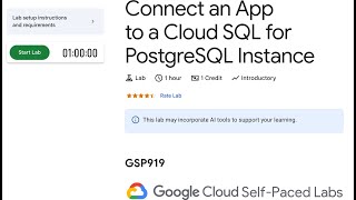 GSP919 - Connect an App to a Cloud SQL for PostgreSQL Instance | Google Cloud Qwiklabs