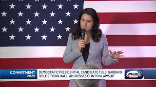 Democratic presidential candidate Tulsi Gabbard addresses Clinton lawsuit