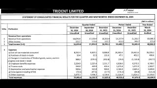 Trident Q3 Results 2025 | Trident Results Today | Trident Share News | Trident | Trident Latest